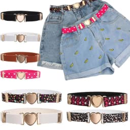 Kids Girl Stretch Waist Belt Adjustable Heart Belt Elastic Belts Uniform Belt for Teen Kids Girls Dresses