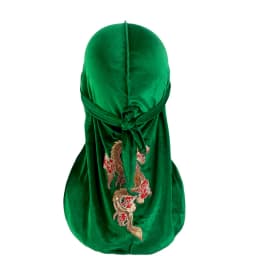 New Men's Dragon Pattern Velvet Durags Bandanas Headwear DuRag Turban Hat Headband Breathable Head Wraps With Extra Long Tail
