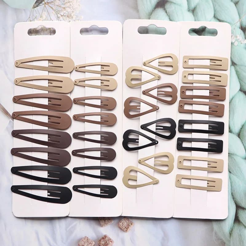 8Pcs/set Japanese Korean New Coffee Color Matte Bb Clip Metal Bangs Broken Hairpin DIY Paint Hairpin Hair Accessories