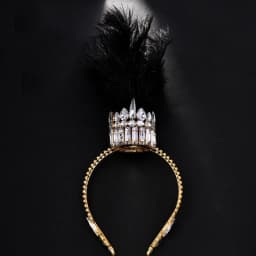 Hot at Exaggerated Crown European and American Fashion Gothic Rhinestone Female Hair Chain Drag Queen Feather Crown Headband