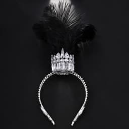 Hot at Exaggerated Crown European and American Fashion Gothic Rhinestone Female Hair Chain Drag Queen Feather Crown Headband