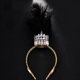 Hot at Exaggerated Crown European and American Fashion Gothic Rhinestone Female Hair Chain Drag Queen Feather Crown Headband