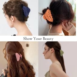 Fashion Acrylic Leaf Shaped Hair Claw Women Girls Non-Slip Large Strong Hold Shark Jaw Clips For Thick Long Hair Summer Headwear