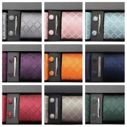 Luxury 8CM Men Silk Necktie Plaid&Check Ties Pocket Square Cufflink Tie Clip Gift Box Set For Man Groom Formal Business Jacquard