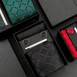 Luxury 8CM Men Silk Necktie Plaid&Check Ties Pocket Square Cufflink Tie Clip Gift Box Set For Man Groom Formal Business Jacquard