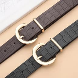 Fashionable Alligator Pattern Belts for Woman 105cm Durable PU Gold Color Buckle Belts Woman's Jeans Belts