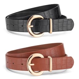 Fashionable Alligator Pattern Belts for Woman 105cm Durable PU Gold Color Buckle Belts Woman's Jeans Belts