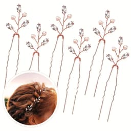 6pcs Faux Pearl Decor Hair Pins, Handcrafted U-shaped Hair Accessories, Fashionable Wedding Headwear Bridal Accessories
