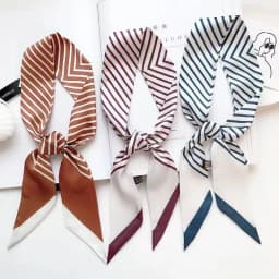 ins small silk scarf simple stripe women's for Women, Kawaii Aesthetic Hairband Style, Daily Office Party Holiday Gift Trendy