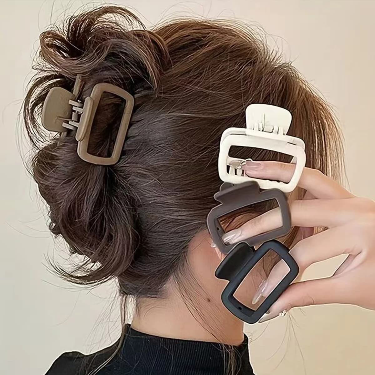 4pcs Women's Square Lightweight Hair Claw Clip Fashionable Elegant Hair Accessory Clip Suitable Hair Styling Makeup