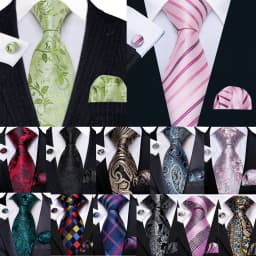 Hi-Tie Mens Gift Tie Set Striped Paisley Floral Pink Red Grey Black Wedding For Men Design Hanky Cufflink Dropshipping