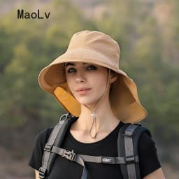 Summer Hat Women Outdoor UV Anti Neck Protection Sun Visor Men Fishing Hiking Wide Brim Shawl Sunscreen Ponytail Cap Undefined