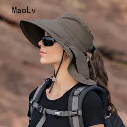 Summer Hat Women Outdoor UV Anti Neck Protection Sun Visor Men Fishing Hiking Wide Brim Shawl Sunscreen Ponytail Cap Undefined