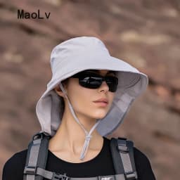 Summer Hat Women Outdoor UV Anti Neck Protection Sun Visor Men Fishing Hiking Wide Brim Shawl Sunscreen Ponytail Cap Undefined