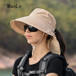 Summer Hat Women Outdoor UV Anti Neck Protection Sun Visor Men Fishing Hiking Wide Brim Shawl Sunscreen Ponytail Cap Undefined