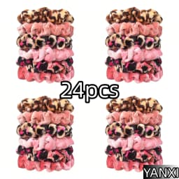24/50/6pcs Scrunchies Women Velvet accessoires for boutique Cute Leopard High Quality Elastic Headwear Ponytail Hair Tie