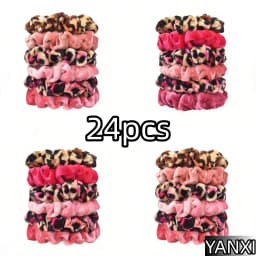 24/50/6pcs Scrunchies Women Velvet accessoires for boutique Cute Leopard High Quality Elastic Headwear Ponytail Hair Tie