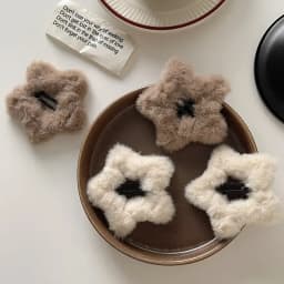 4pcs Autumn and Winter Plush Five-pointed Star Hairpins Side Bangs BB Clip Cute, Soft and Milky Sweet Girl Hollow Hairpin Tide
