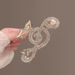 1pc Crystal Music Note Claw Clip Women's Large Elegant Rear Hairpin Luxury Minimalist Shark Clip