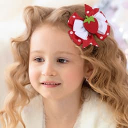 2Pcs Strawberry Hair Clip Sweet Polka Dot Ribbon Fashion Bow Barrettes For Girl Children Baby Trendy Korean Accessories Headwear