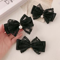 2/4pcs Xiaoxiangfeng lace bow hair clip, pearl bow, bangs clip, side hair clip, hair accessory, hairpin