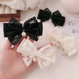 2/4pcs Xiaoxiangfeng lace bow hair clip, pearl bow, bangs clip, side hair clip, hair accessory, hairpin
