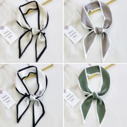 Fashion Women Hair Scarf French Elegant Narrow Long Scarf Satin Silk Bow Tie Letter Print Bag Ribbon Headband Scarves