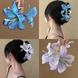 Super Fairy Emulational Lily Flower Hair Claw Clips for Women Mori Style Acrylic Shark Clip Travel Party New Accessories