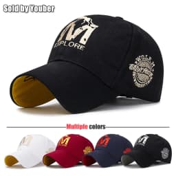 M letter Wolf Totem Embroidery Cotton Adjustable Baseball Cap Sun Hat Trucker Caps Dad Hats