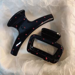 2Pcs Vintage Geometric Square Cross Red Point Dot Hair Claw Clip Women Girl Barrette Hairpin Hair Grab Shark Clip Accessories