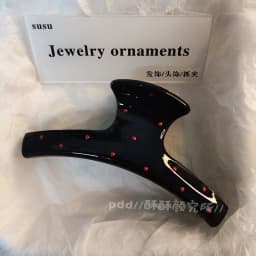 2Pcs Vintage Geometric Square Cross Red Point Dot Hair Claw Clip Women Girl Barrette Hairpin Hair Grab Shark Clip Accessories