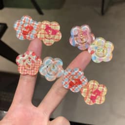 4pcs cute jelly color-block flower hair clip sweet girl candy duck mouth clip ins edge clip small fresh hairpin
