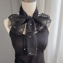 VREOVOR Elegant Embroidery Wide Version Lace Streamer Temperament Pearl Scarf Spring and Autumn Thin Shoulder Decorative Women