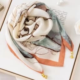 2025 New Plaid Flower Print Scarves With Magnetic Buckle 65cm*65cm Square Cotton and Linen Neck Wraps Elegant Bag Handle Bands