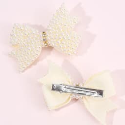 2Pcs Popular Pearls Bow Hair Clips Korean Style Hairpins Elegant Sweet Rhinestone Barrette For Girls Kids Headdress Accessories