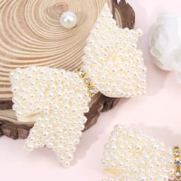 2Pcs Popular Pearls Bow Hair Clips Korean Style Hairpins Elegant Sweet Rhinestone Barrette For Girls Kids Headdress Accessories