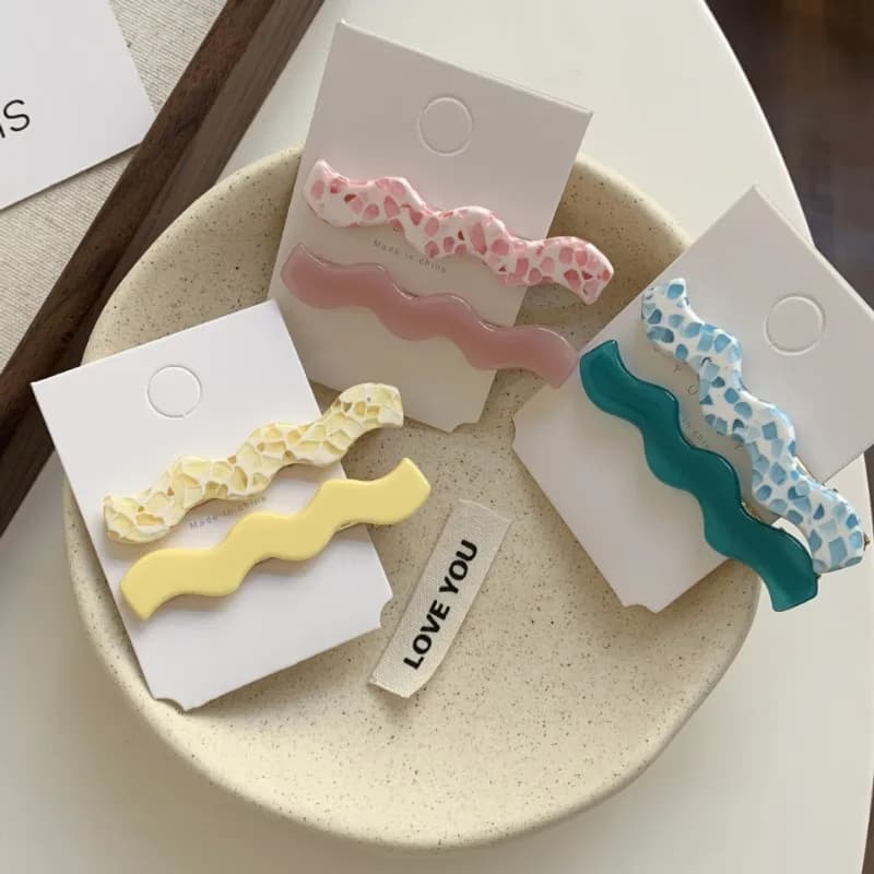 Korean version of acetic acid hairpin simple side clip temperament versatile one-word clip advanced bangs clip broken hairpin