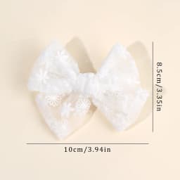 2Pcs Flower Embroidery Bow Hair Clips Sweet Elegant White Lace Net Ponytail Hairpin Girls Kids Children's Headdress Accessories