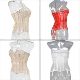Sheer Corset Waist Shaping Girdle Fishbone Bustier with Tied for Women