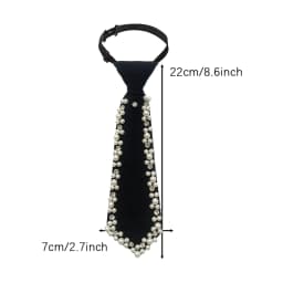 A Handcrafted Tie with Pearl Trim, Noble and Elegant, in a Solid Color, Suitable for Business Events, Everyday Wear, Hosting Events, Etc