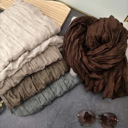 Solid Color 180*90cm Cotton Linen Scarf Retro Autumn Winter New Warm Silk Pleated Retro Thin Long Strip Shawl Men and Women's