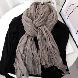 Solid Color 180*90cm Cotton Linen Scarf Retro Autumn Winter New Warm Silk Pleated Retro Thin Long Strip Shawl Men and Women's