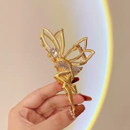 Stunning Rhinestone Elf Fairy Hair Clip with Imitation Pearls and Rice Ear Look - Perfect for Women Metal Hair Accessory