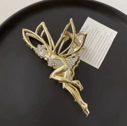 Stunning Rhinestone Elf Fairy Hair Clip with Imitation Pearls and Rice Ear Look - Perfect for Women Metal Hair Accessory