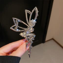 Stunning Rhinestone Elf Fairy Hair Clip with Imitation Pearls and Rice Ear Look - Perfect for Women Metal Hair Accessory