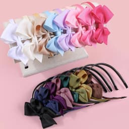4pcs Cute Solid Color Grosgrain Ribbon Hair Bows Headbands for Girls Plastic Teeth Hairbands Children Kids Hair Accessories