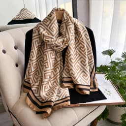New Geometry Design Large Silk Soft Scarf Women Stylish Print Long Shawl Handkerchief Summer Sun Protection Elegant Travel Wrap