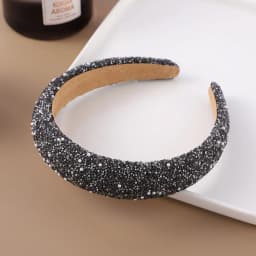 Glitter Rhinestone Pearl Hair Band Vintage Thick Sponge Headbands Fashion Non Slip Hair Hoop For Women Girls Evening Dress Decor