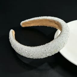Glitter Rhinestone Pearl Hair Band Vintage Thick Sponge Headbands Fashion Non Slip Hair Hoop For Women Girls Evening Dress Decor