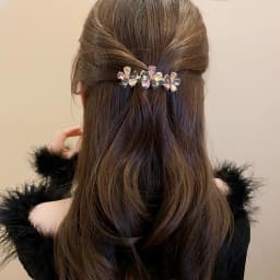 Korean Style High-end Multi-color Crystal Flower Hairpin Women's Back of Head Half-tied Spring Clip Elegant Alloy Headwear